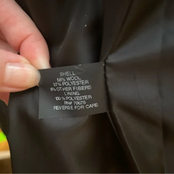 Anne Klein Black Peacoat with Gray Leopard Scarf size L NWT - Picture 5 of 5